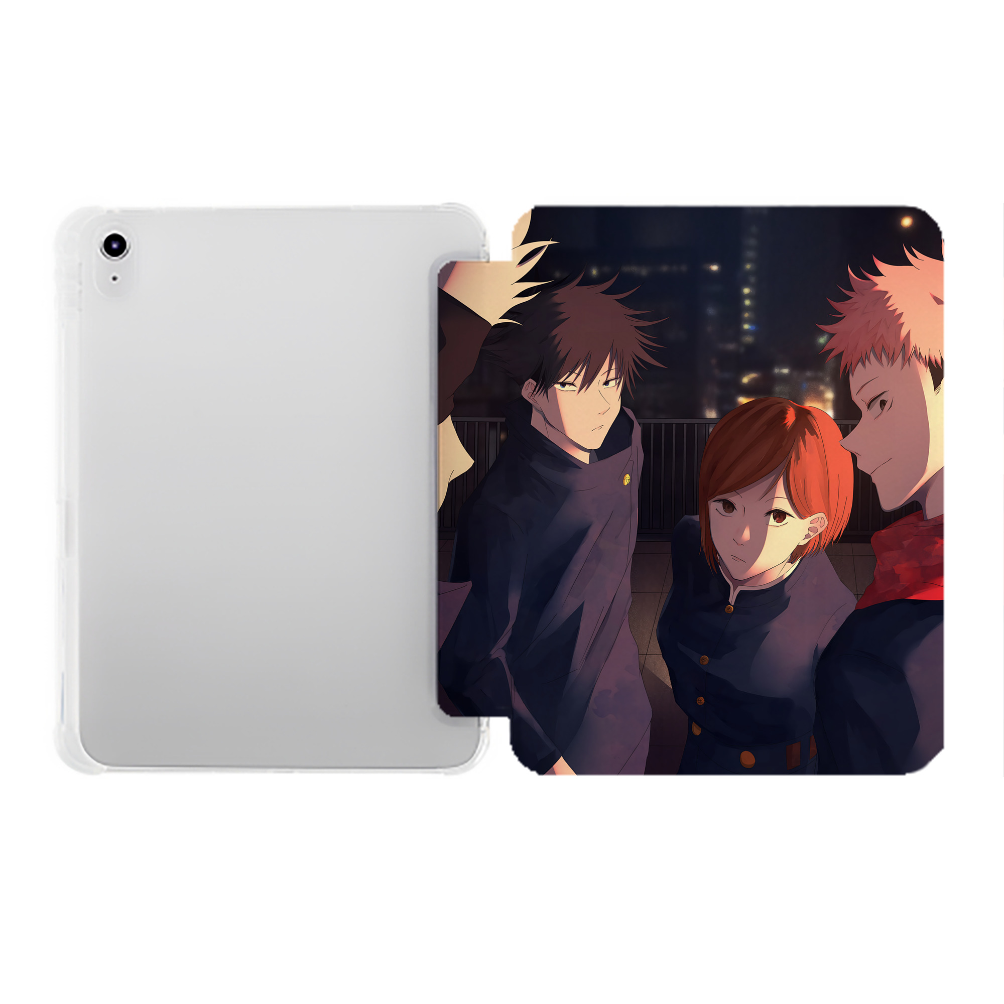 （画像用） 呪術廻戦 Jujutsu Kaisen IPad ケース ペン収納付き 三つ折りスタンド PUレザー×シリコン 対応機種9.5/10.5/10.9インチ